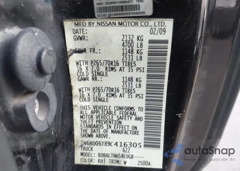 2009 Nissan Frontier Se-I4 from USA, damaged, VIN 1N6BD06T89C416305